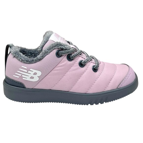 New Balance Little Girls Faux Fur Winter Sneaker Size 11 Light Pink Gray Wide - Picture 2 of 16